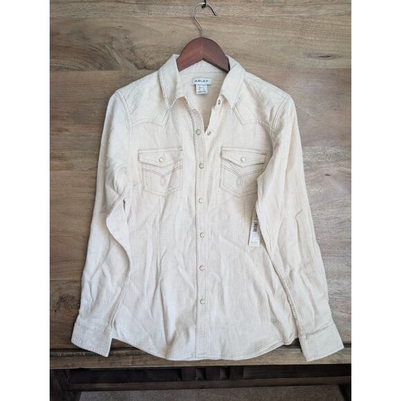 Ariat Tops - NWT Ariat Papyrus Western Shirt Womens Small Light Tan Long Sleeve Pearl Snap